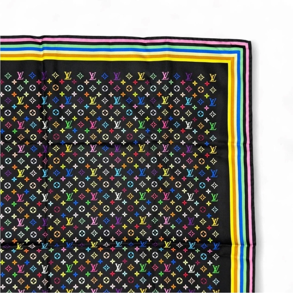 Louis Vuitton Black Multicolor Monogram Scarf - Picture 4 of 11